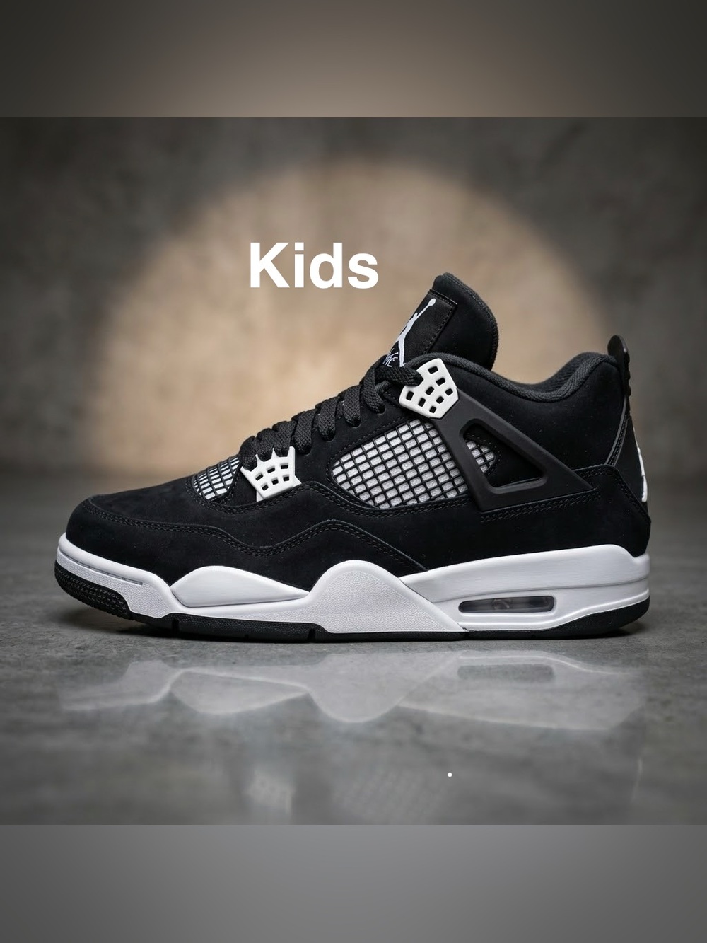 Jordan 4 Retro PS FOR Kids Black & White Basketball Sneakers